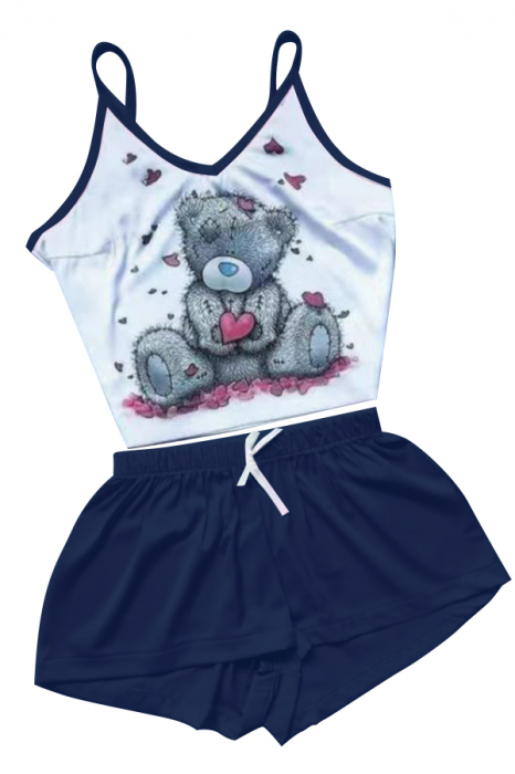 Set pijama doua piese, maiou si pantaloni scurti TY-SD321bleumarin [4]