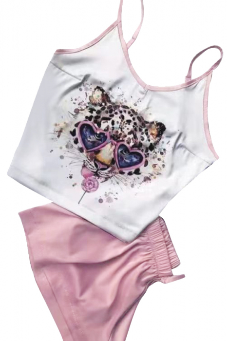 Set pijama doua piese, maiou si pantaloni scurti TY-SD322roz [4]