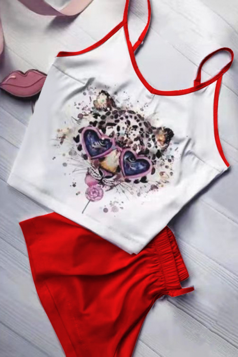 Set pijama doua piese, maiou si pantaloni scurti TY-SD322rosu [3]