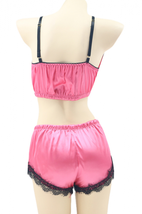 Pijama din satin ZT-051roz inchis [2]