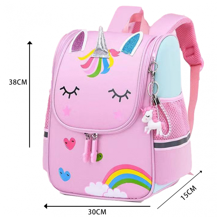 Ghiozdan pentru scoala impermeabil, model Unicorn ZY-559roz [4]
