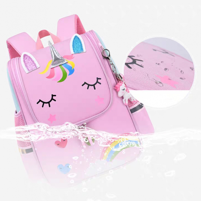 Ghiozdan pentru scoala impermeabil, model Unicorn ZY-559roz [10]