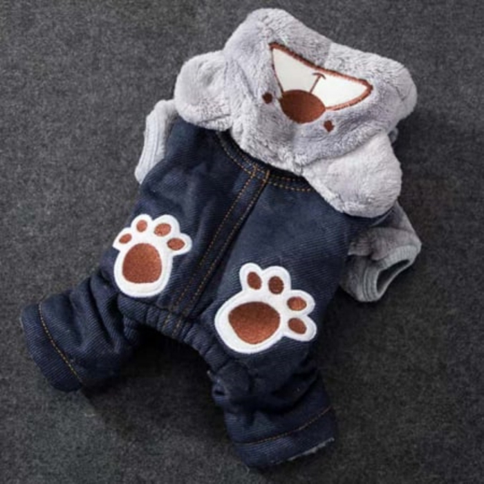 Salopeta de iarna din material denim si cocolino MDL-2419gri [5]