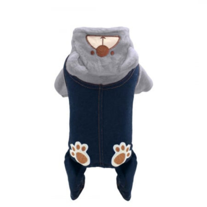 Salopeta de iarna din material denim si cocolino MDL-2419gri [6]