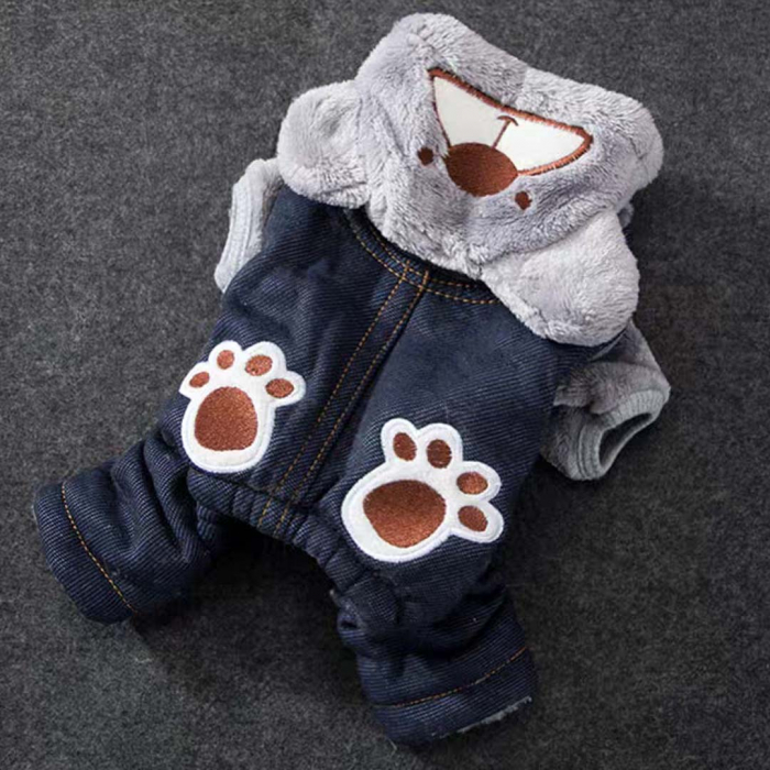 Salopeta de iarna din material denim si cocolino MDL-2419gri [3]