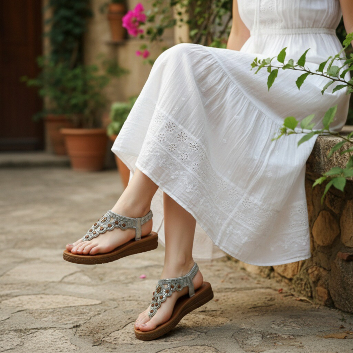 Sandale cu detalii sclipitoare A23-515argintiu [3]