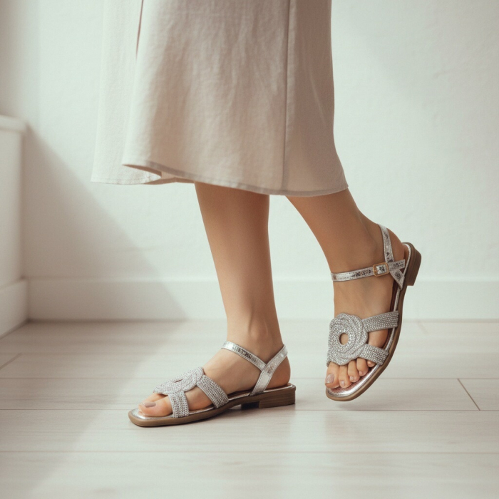 Sandale cu detalii sclipitoare X24-1165argintiu [3]
