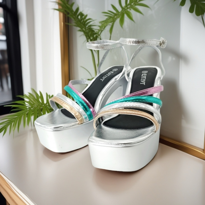 Sandale elegante cu platforma si toc gros 1140multicolor [5]