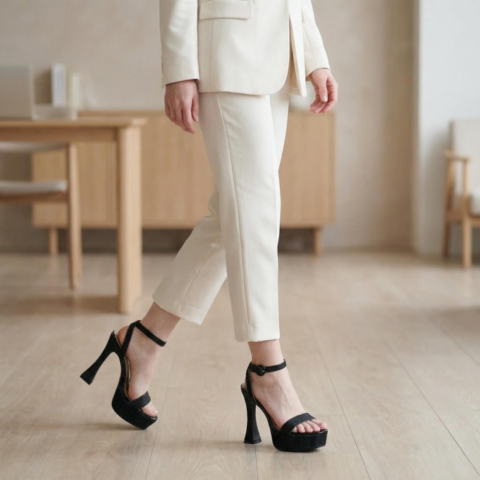 Sandale elegante cu platforma si toc piramidal A23-532negru [6]