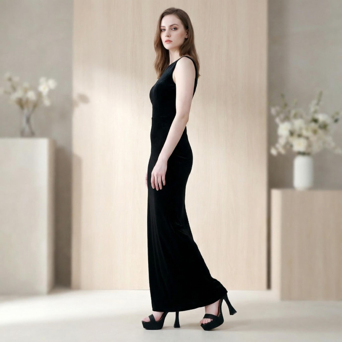 Sandale elegante cu platforma si toc piramidal A23-532negru [5]