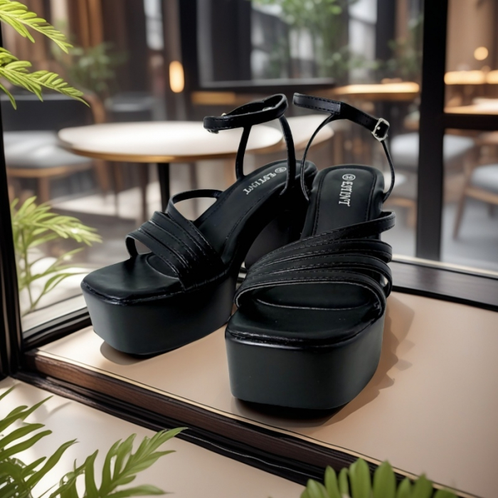 Sandale elegante cu platforma si toc gros 1140negru [5]