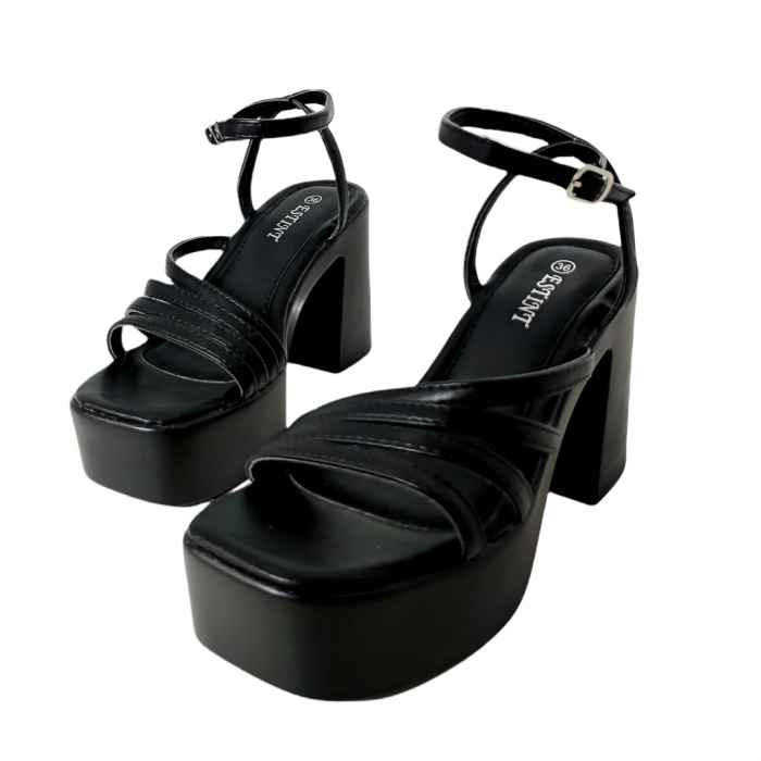 Sandale elegante cu platforma si toc gros 1140negru [1]