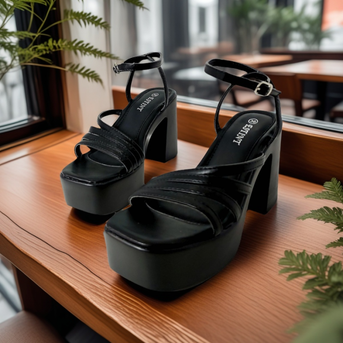 Sandale elegante cu platforma si toc gros 1140negru [3]