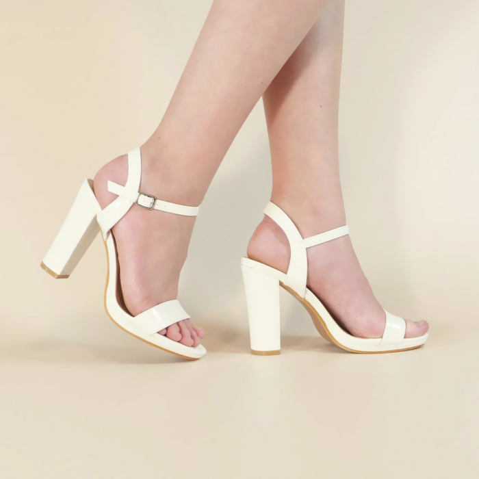 Sandale elegante cu toc 2355alb [2]