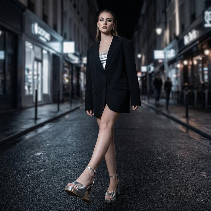 Sandale elegante cu toc A23-520argintiu [8]