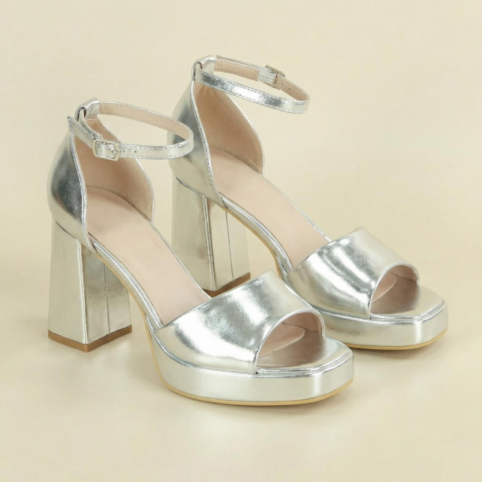 Sandale elegante cu toc A23-520argintiu [12]