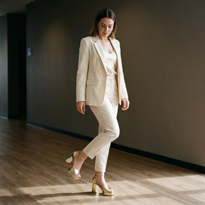 Sandale elegante cu toc A23-520auriu [7]