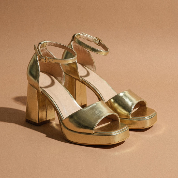 Sandale elegante cu toc A23-520auriu [13]