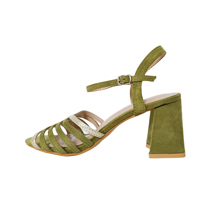Sandale elegante cu toc A24-1053verde [3]
