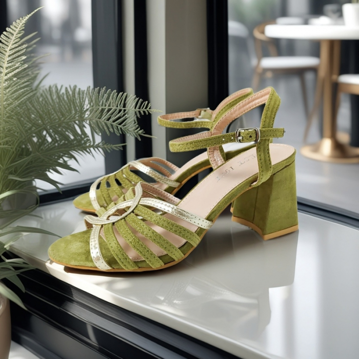 Sandale elegante cu toc A24-1053verde [8]