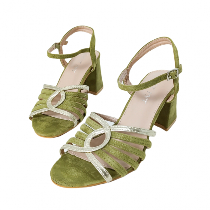 Sandale elegante cu toc A24-1053verde [6]