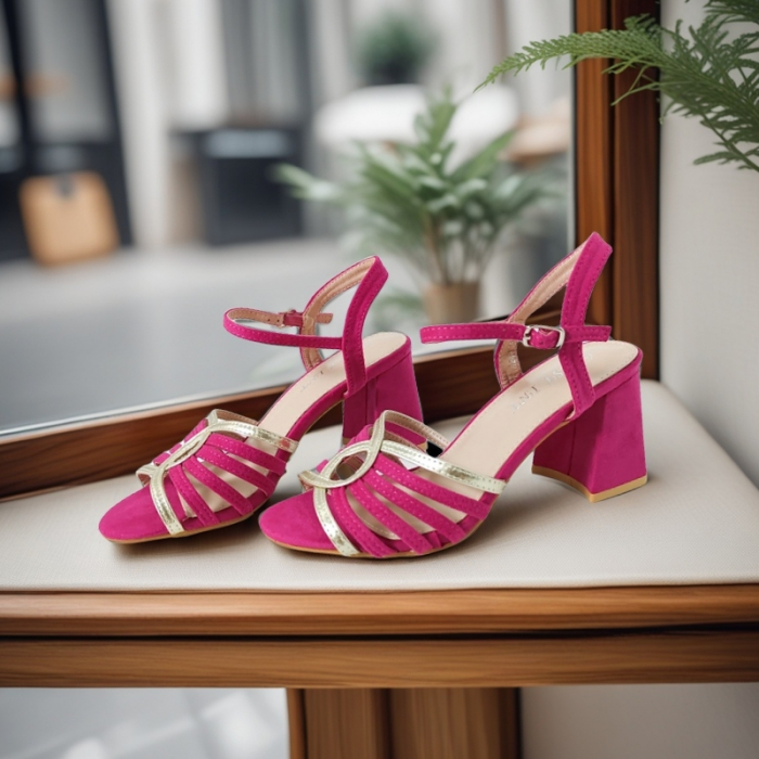 Sandale elegante cu toc A24-1053fucsia [5]