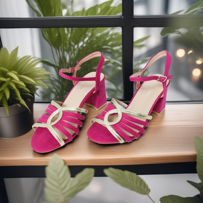 Sandale elegante cu toc A24-1053fucsia [4]