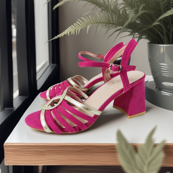 Sandale elegante cu toc A24-1053fucsia [8]