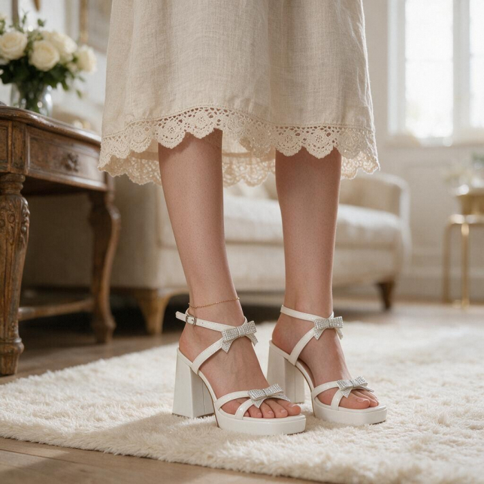 Sandale elegante cu toc A25-1909alb [3]