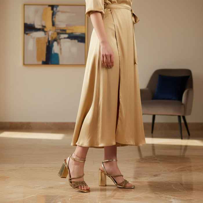 Sandale elegante cu toc A24-1063auriu [4]