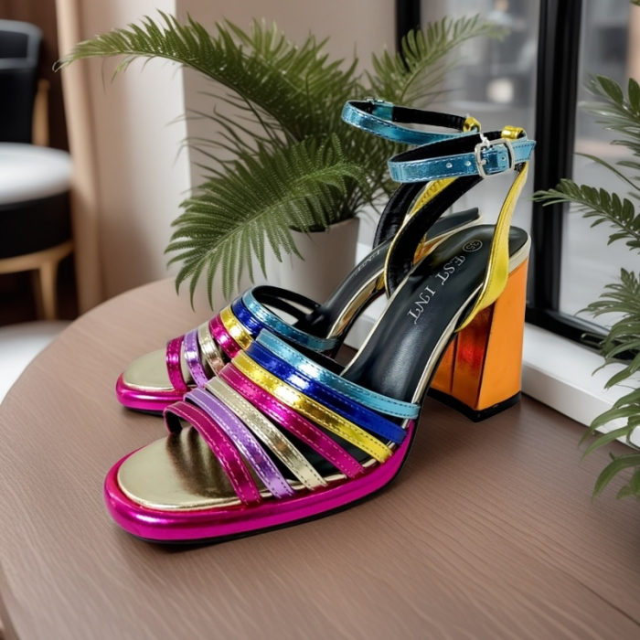 Sandale elegante cu toc A24-1096multicolor [2]
