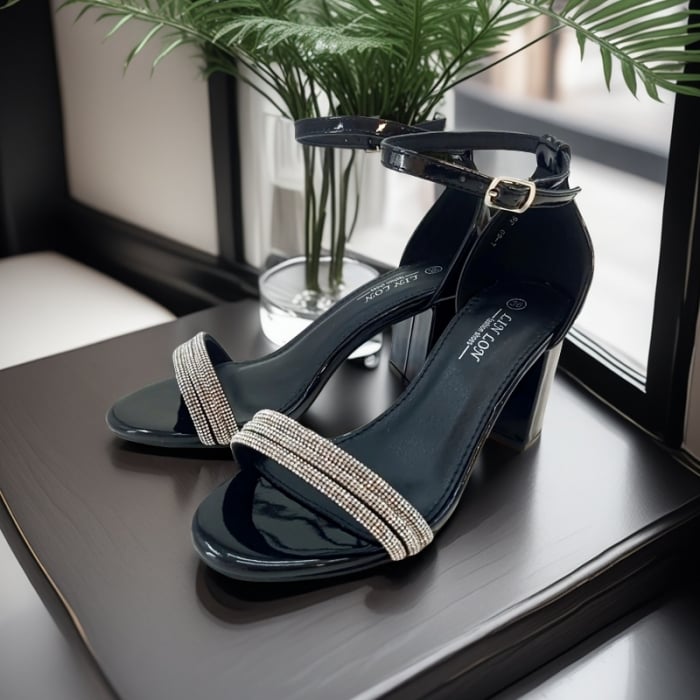 Sandale elegante cu toc L-60negru [5]