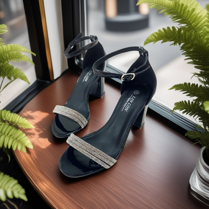 Sandale elegante cu toc L-60negru [3]
