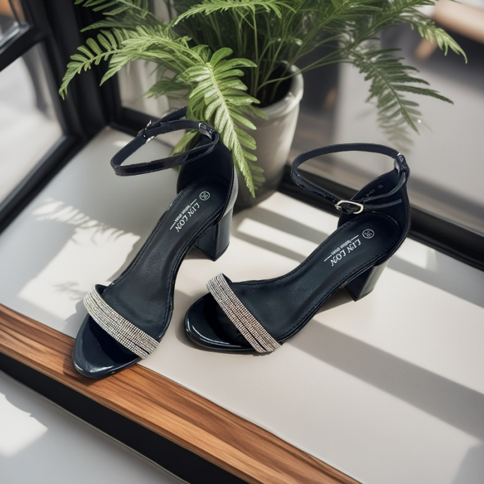 Sandale elegante cu toc L-60negru [4]