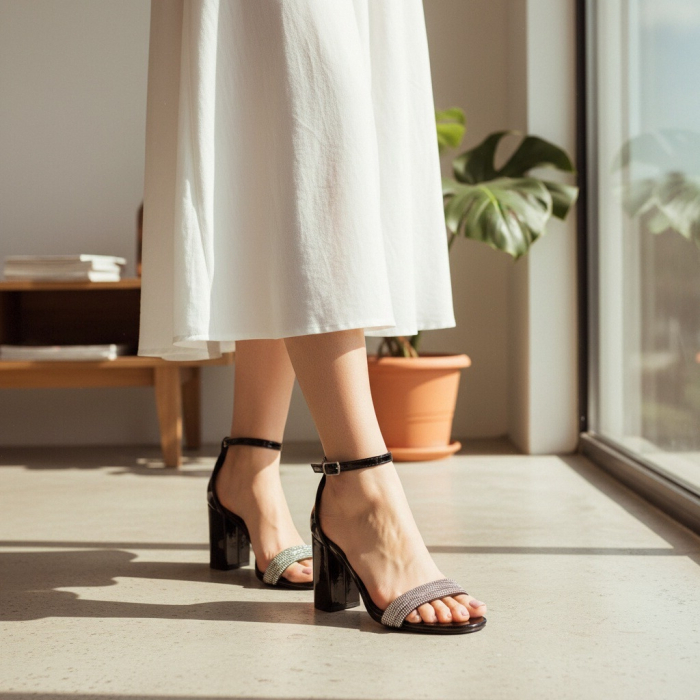 Sandale elegante cu toc L-60negru [4]