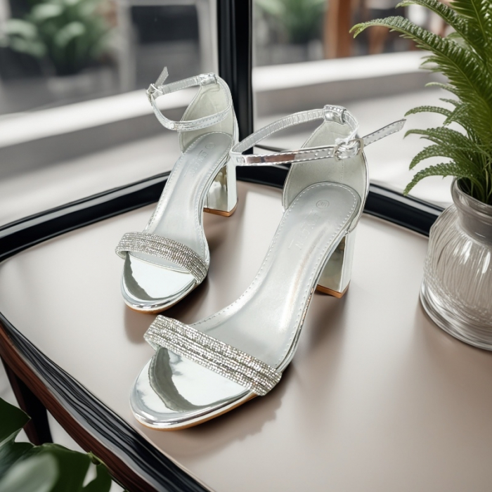 Sandale elegante cu toc L-60argintiu [4]