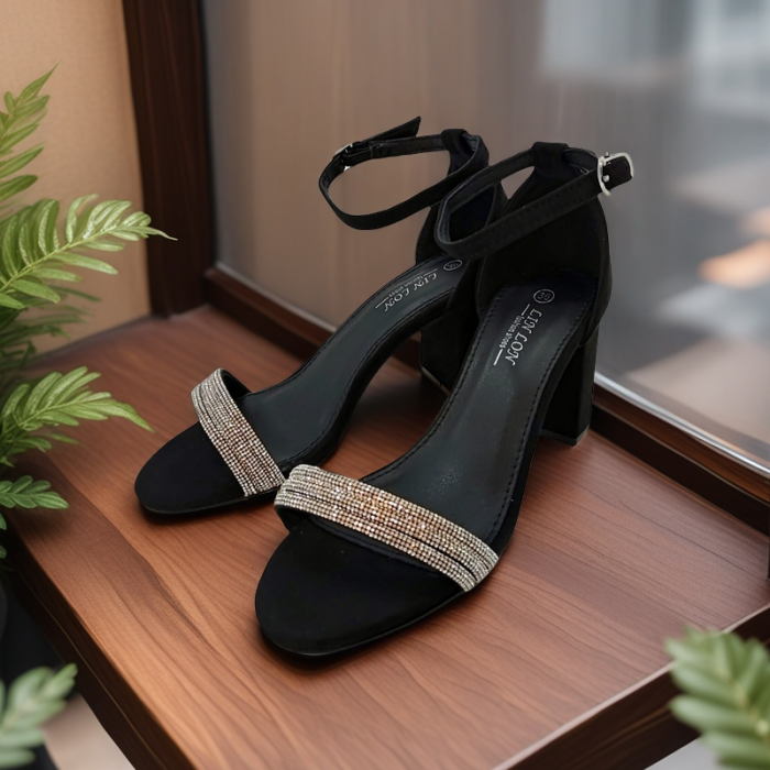 Sandale elegante cu toc L-61negru [4]