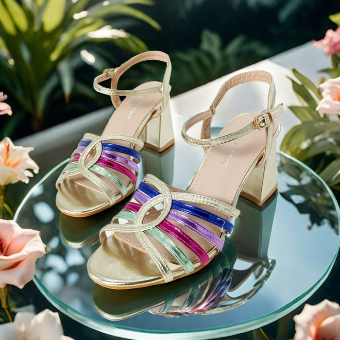 Sandale elegante cu toc A24-1053multicolor [1]