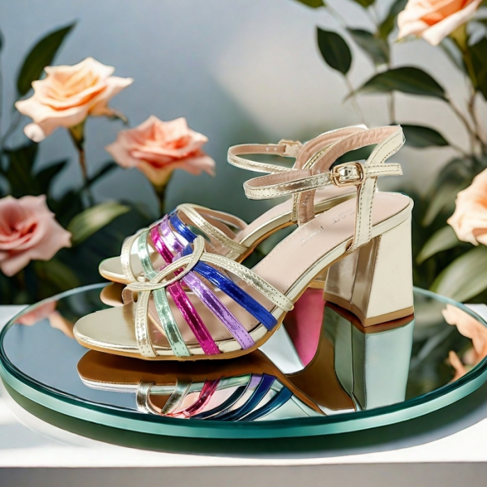 Sandale elegante cu toc A24-1053multicolor [4]