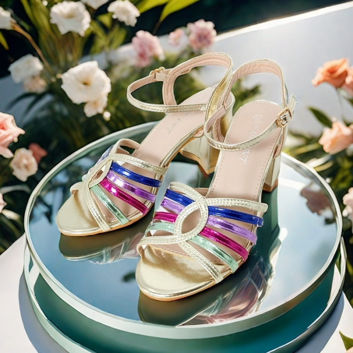 Sandale elegante cu toc A24-1053multicolor [6]