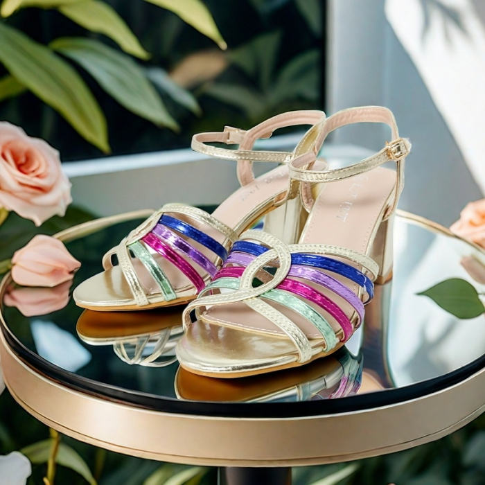 Sandale elegante cu toc A24-1053multicolor [7]