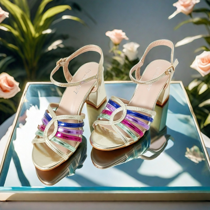 Sandale elegante cu toc A24-1053multicolor [8]