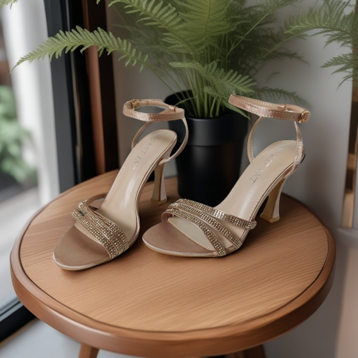 Sandale elegante cu toc piramidal A24-1058sampanie [1]