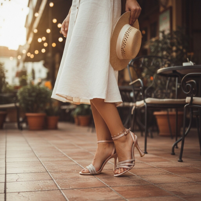 Sandale elegante cu toc piramidal A24-1058sampanie [6]