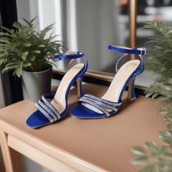 Sandale elegante cu toc piramidal A24-1058bleumarin [6]