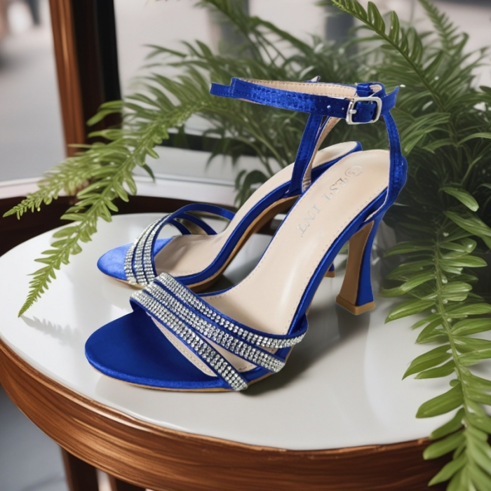Sandale elegante cu toc piramidal A24-1058bleumarin [8]