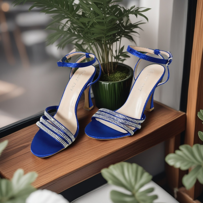 Sandale elegante cu toc piramidal A24-1058bleumarin [4]