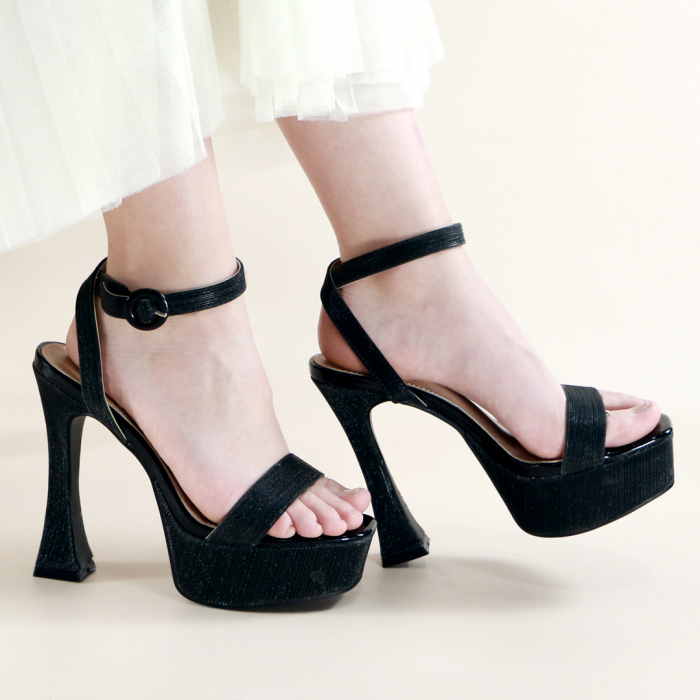 Sandale elegante cu platforma si toc piramidal A23-532negru [3]