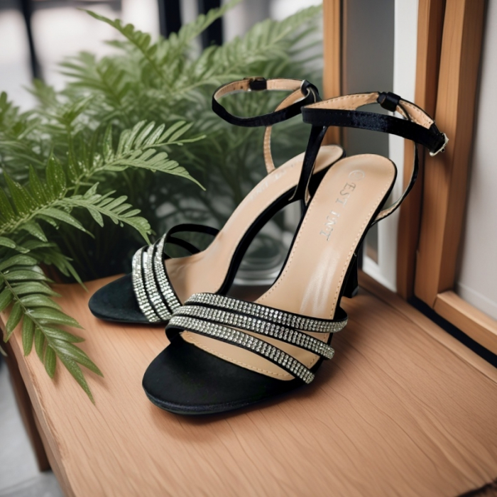 Sandale elegante cu toc piramidal A24-1058negru [2]