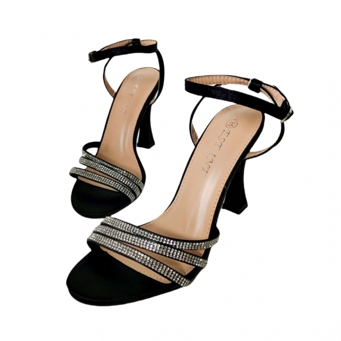 Sandale elegante cu toc piramidal A24-1058negru [3]